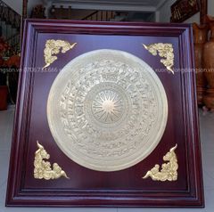 Tranh Trống Đồng Khung Hương Dát Vàng Kích Thước 90*90 Cm Khung Vuông