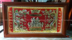 Tranh Mừng Thọ Bằng Đồng Nền Đỏ Kích Thước 135*77 Cm