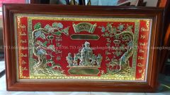 Tranh Mừng Thọ Bằng Đồng Nền Đỏ Kích Thước 135*77 Cm
