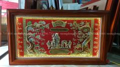 Tranh Mừng Thọ Bằng Đồng Nền Đỏ Kích Thước 135*77 Cm