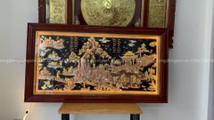 Tranh Đồng Quê Đồng Đỏ Nền Đen Kích Thước 230*120 Cm