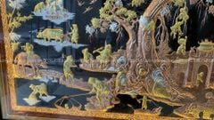 Tranh Đồng Quê Đồng Đỏ Nền Đen Kích Thước 170*90 Cm