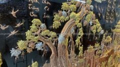 Tranh Đồng Quê Đồng Đỏ Nền Đen Kích Thước 170*90 Cm