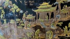 Tranh Đồng Quê Đồng Đỏ Nền Đen Kích Thước 170*90 Cm