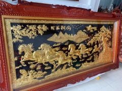 Tranh Đồng Mã Đáo Thành Công 197*107 Cm Nền Đen Cạo Xước Khung Hoa Tây