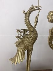 Bộ Tam Sự Hạc Bằng Đồng Dát Vàng Song Long Chầu Nguyệt Cao 70 Cm