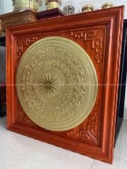 Tranh Trống Đồng Mặt Trống Dát Vàng Thúc Tay Kích Thước 80*80 Cm Khung Vuông