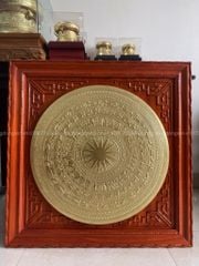 Tranh Trống Đồng Mặt Trống Dát Vàng Thúc Tay Kích Thước 80*80 Cm Khung Vuông