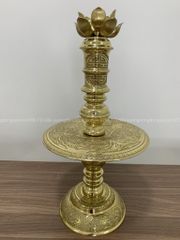 Bộ Đỉnh Đồng Ngũ Sự Đồng Vàng Song Long Chầu Nguyệt Cao 65 Cm Màu Vàng Bóng