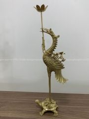 Bộ Tam Sự Hạc Bằng Đồng Vàng Song Long Chầu Nguyệt Cao 65 Cm