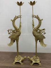 Bộ Đỉnh Đồng Ngũ Sự Đồng Vàng Song Long Chầu Nguyệt Cao 65 Cm Màu Vàng Bóng