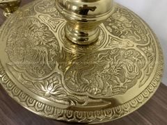 Bộ Tam Sự Nến Bằng Đồng Vàng Song Long Chầu Nguyệt Cao 65 Cm