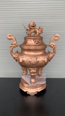 Bộ Ngũ Sự Bằng Đồng Đỏ Hoa Sòi Cao 60 Cm