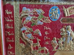 Tranh Mừng Thọ Bằng Đồng Kích Thước 135*77 Cm