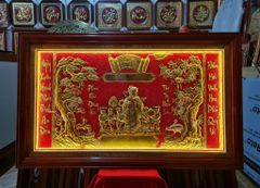 Tranh Mừng Thọ Bằng Đồng Khung Gỗ Sồi Nga Kích Thước 60*100 Cm