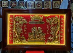 Tranh Mừng Thọ Bằng Đồng Khung Gỗ Sồi Nga Kích Thước 60*100 Cm