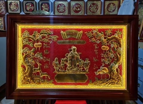 Tranh Mừng Thọ Bằng Đồng Cụ Bà Kích Thước 115*73 Cm