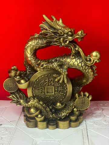 Tượng Linh Vật - Rồng Đồng Vàng Kích Thước 28x24x3.5kg