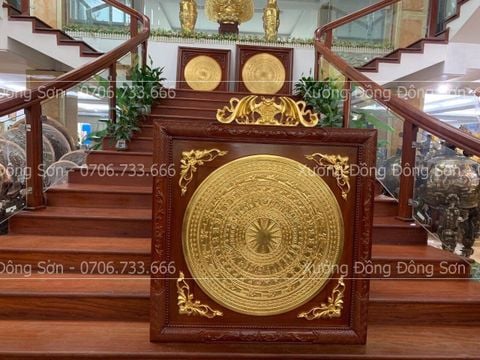 Tranh Trống Đồng Ngũ Phúc KT 115*115 dát vàng 9999