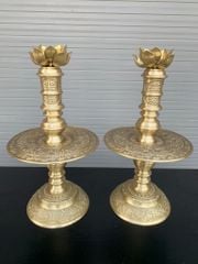 Bộ Tam Sự Nến Bằng Đồng Vàng Hoa Sòi Cao 60 Cm