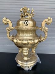 Bộ Đỉnh Đồng Ngũ Sự Đồng Vàng Hoa Sòi Cao 50 Cm