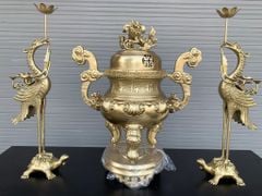 Bộ Tam Sự Hạc Bằng Đồng Vàng Hạc Cao 60 Cm