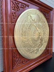 Tranh Trống Đồng Mặt Trống Dát Vàng - Mặt Gò Kích Thước 80*80 Cm Khung Vuông