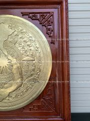 Tranh Trống Đồng Mặt Trống Dát Vàng - Mặt Gò Kích Thước 80*80 Cm Khung Vuông