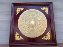 Tranh Trống Đồng Khung Hương Dát Vàng Kích Thước 90*90 Cm Khung Vuông