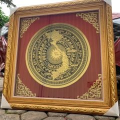 Tranh Trống Đồng Mặt Trống Ăn Mòn Kích Thước 80*80 Cm Khung Vuông