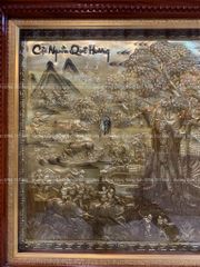 Tranh Cội Nguồn Quê Hương Nền Giả Cổ Khung Trơn  Kích Thước 170*90 Cm