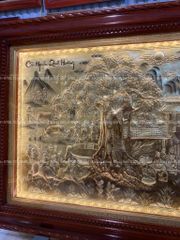 Tranh Cội Nguồn Quê Hương Nền Giả Cổ Khung Trơn  Kích Thước 170*90 Cm