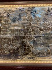 Tranh Cội Nguồn Quê Hương Nền Giả Cổ Khung Trơn  Kích Thước 170*90 Cm