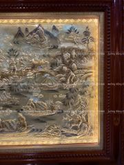 Tranh Cội Nguồn Quê Hương Nền Giả Cổ Khung Trơn  Kích Thước 170*90 Cm