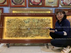 Tranh Cội Nguồn Quê Hương Nền Giả Cổ Khung Trơn  Kích Thước 170*90 Cm