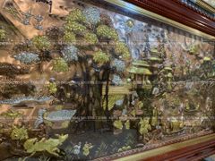 Tranh Đồng Quê Nền Đỏ Cạo Xước Kích Thước 230*120 Cm