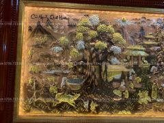 Tranh Đồng Quê Nền Đỏ Cạo Xước Kích Thước 197*107 Cm