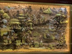 Tranh Đồng Quê Nền Đỏ Cạo Xước Kích Thước 197*107 Cm