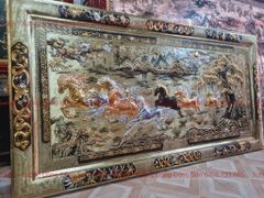 Tranh Đồng Mã Đáo Thành Công Kích Thước 230 x120  Đồng Vàng Dát Vàng - Khung Đồng