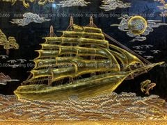 Tranh Đồng Thuận Buồm Xuôi Gió 197*107 Cm Nền Đen Dát Vàng Bạc