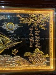 Tranh Đồng Thuận Buồm Xuôi Gió 197*107 Cm Nền Đen Dát Vàng Bạc
