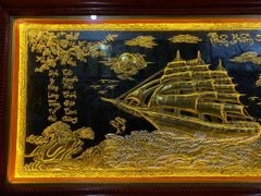 Tranh Đồng Thuận Buồm Xuôi Gió 230*120 Cm Nền Đen Dát Vàng