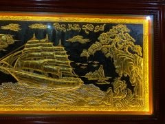 Tranh Đồng Thuận Buồm Xuôi Gió 170*90 Cm Nền Đen Dát Vàng