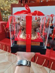 Trống Đồng Đông Sơn Đường Kính 10Cm Cao 7Cm Chất Liệu Đồng Vàng