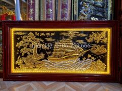 Tranh Đồng Thuận Buồm Xuôi Gió 170*90 Cm Nền Đen Dát Vàng