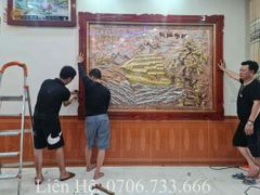 Tranh Thuận Buồm Xuôi Gió Kích Thước 230 x168 Đồng Đỏ/ Vàng Xước Dát Vàng  - Khung Sồi