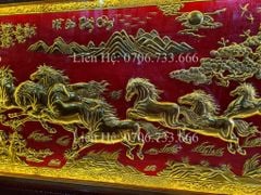 Tranh Đồng Mã Đáo Thành Công 170*90 Cm Nền Đỏ dát vàng khung Hoa Tây