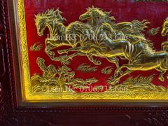 Tranh Đồng Mã Đáo Thành Công 170*90 Cm Nền Đỏ dát vàng khung Hoa Tây