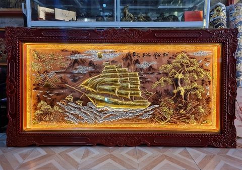 Tranh Đồng Thuận Buồm Xuôi Gió 170*90 Cm Nền Đỏ