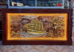 Tranh Đồng Thuận Buồm Xuôi Gió 170*90 Cm Nền Đỏ